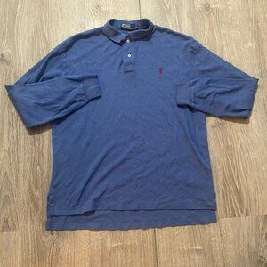 Polo Ralph Lauren Shirt Mens Large Long Sleeve Blue Red Pony